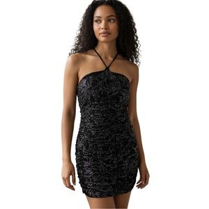 AFRM Mila Noir Rhinestone Rosette‎ Mini Dress Size XS/TP, NWT